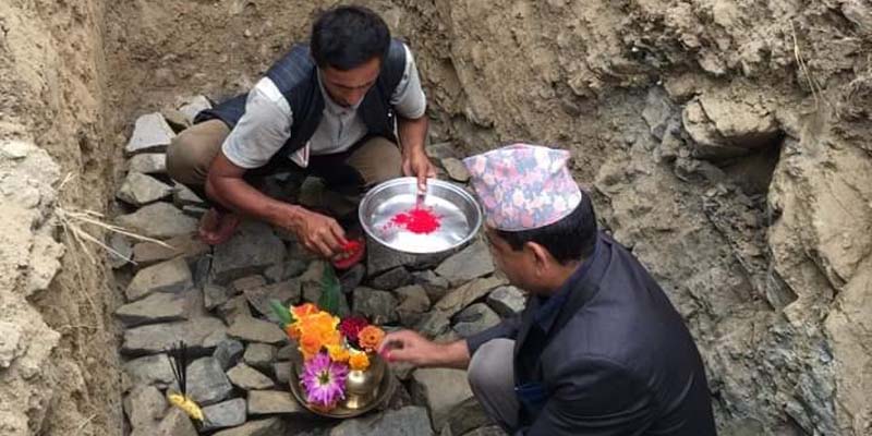 बागचौर खानेपानी योजना भवनको मन्त्री ज्वालाद्धारा सिलन्यास 