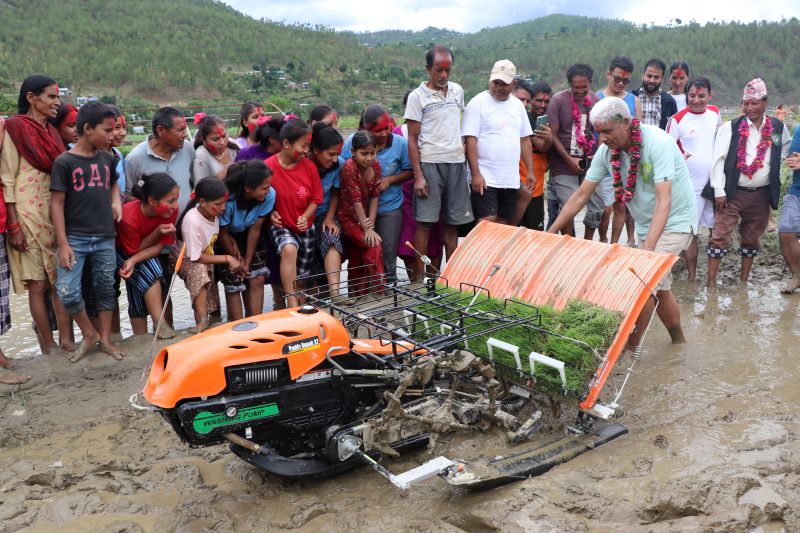 मेसिनबाट धान रोपेर मनाइयो सल्यानमा धान दिवस 