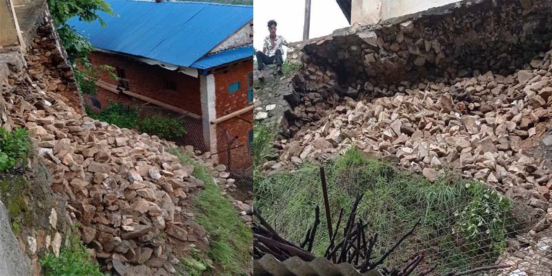 सल्यानको एक विद्यालय भवन पहिरोको जोखिममा 